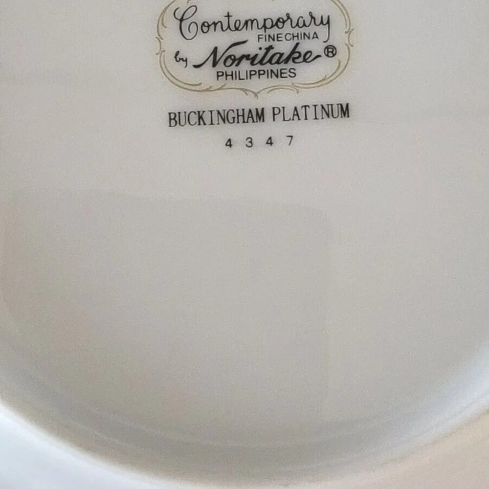 Noritake Porcelain China 4347 Buckingham Platinum 6.25